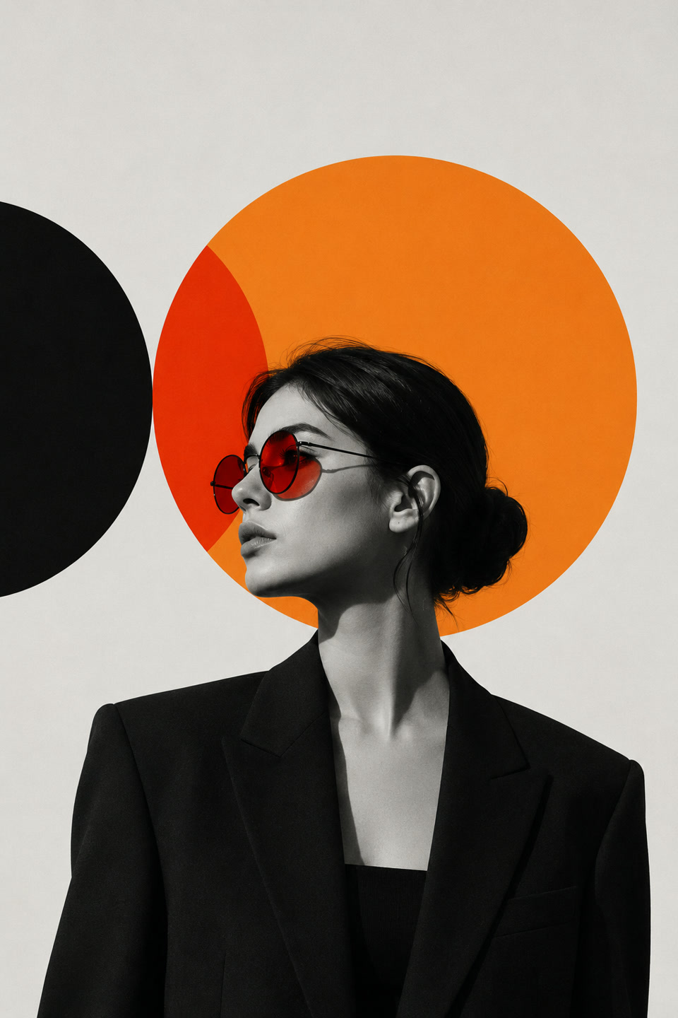 A new black and white fashion portrait generated from the reversed prompt.