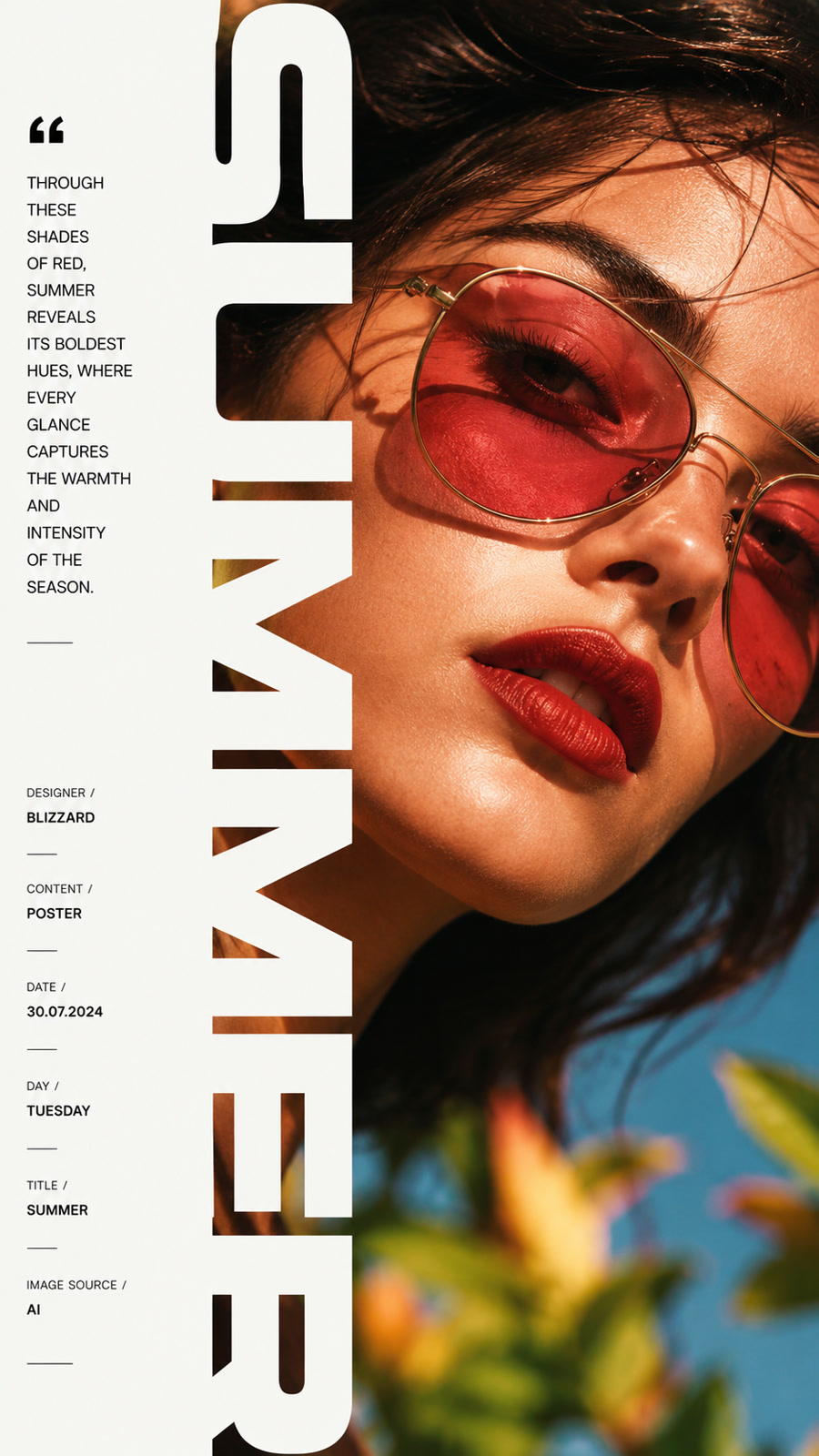 SUMMER editorial poster generated from a HyperPrompt reversed prompt.