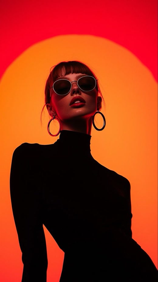 Original low-angle orange fashion portrait reference.